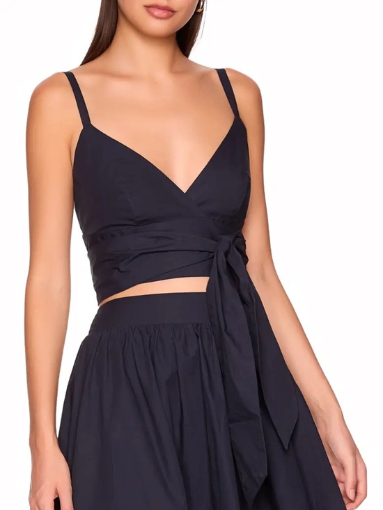 Susana Monaco Tops - Susana Monaco Wrap Tank Top Poplin NWT $148 Navy Medium